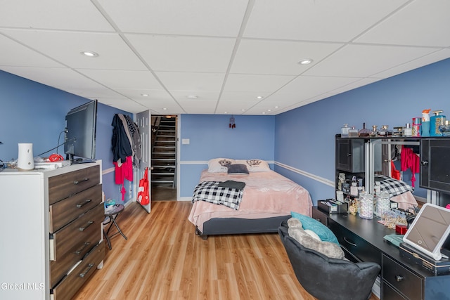 19 Elmhurst Ave, Colonie, NY 12205 - bedroom featuring a drop ceiling, light wood-style floors, and recessed lighting
