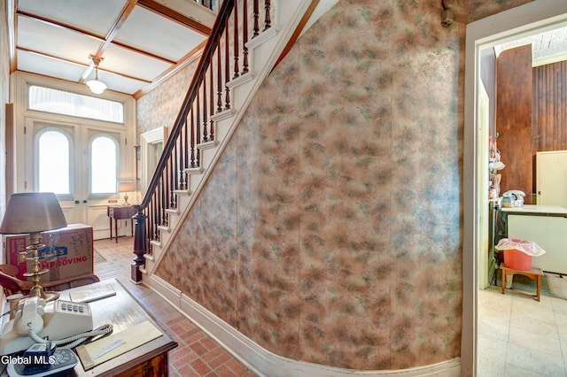 61 Mohawk St, Fort Plain, NY 13339 - foyer entrance with stairway and french doors