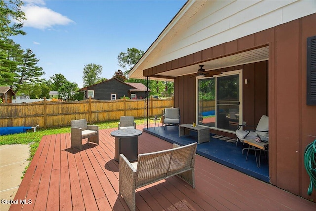 10 Heather Ln, Johnstown, NY 12078 - deck featuring ceiling fan