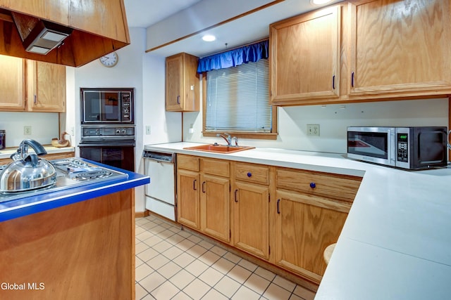 5 Wendfair Ter, Colonie, NY 12205 - kitchen with black appliances, extractor fan, light countertops, light tile patterned floors, and recessed lighting