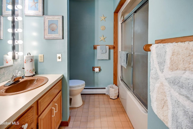 5 Wendfair Ter, Colonie, NY 12205 - bathroom featuring a baseboard radiator, vanity, tile patterned flooring, and enclosed tub / shower combo