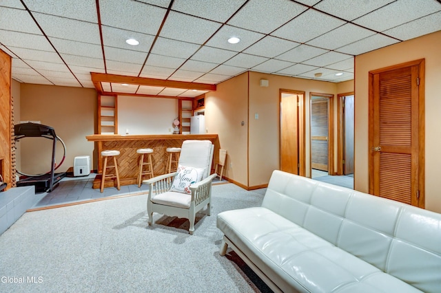 5 Wendfair Ter, Colonie, NY 12205 - living room with bar, carpet flooring, and recessed lighting