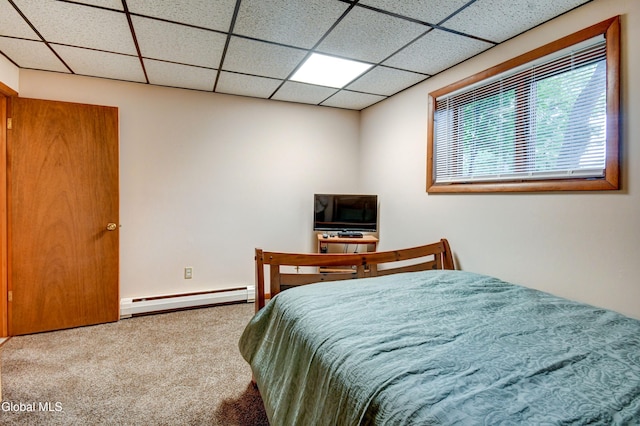 5 Wendfair Ter, Colonie, NY 12205 - bedroom with baseboard heating, carpet, and a drop ceiling