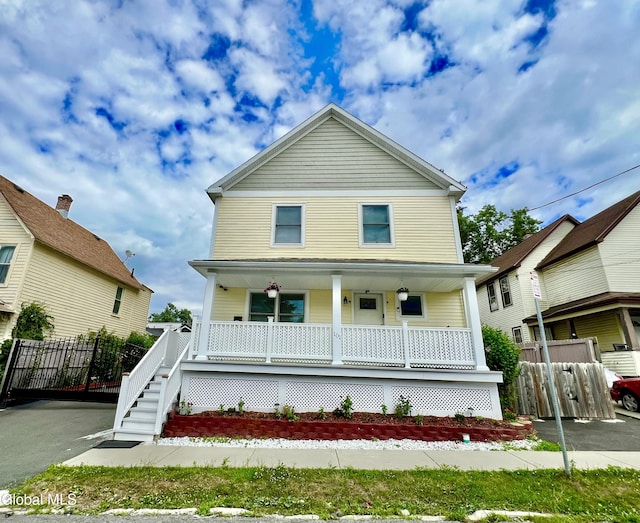 101 Prospect St, Schenectady, NY 12308 - view of front of house with covered porch and stairway
