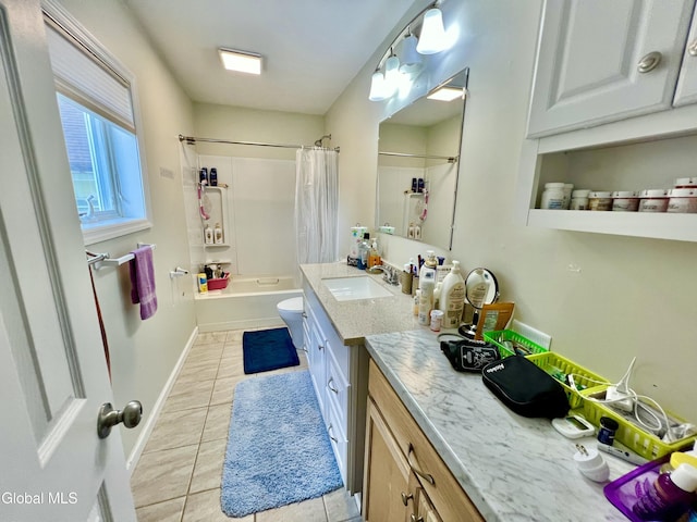 101 Prospect St, Schenectady, NY 12308 - full bathroom with vanity, tile patterned floors, and shower / bathtub combination with curtain