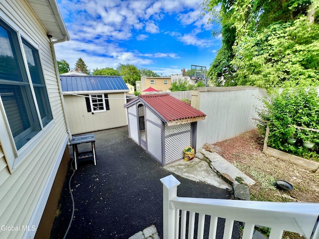 101 Prospect St, Schenectady, NY 12308 - view of patio / terrace with an outbuilding and a garden