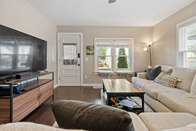 407 Huston St, Scotia, NY 12302 - living room with dark wood-type flooring and baseboards