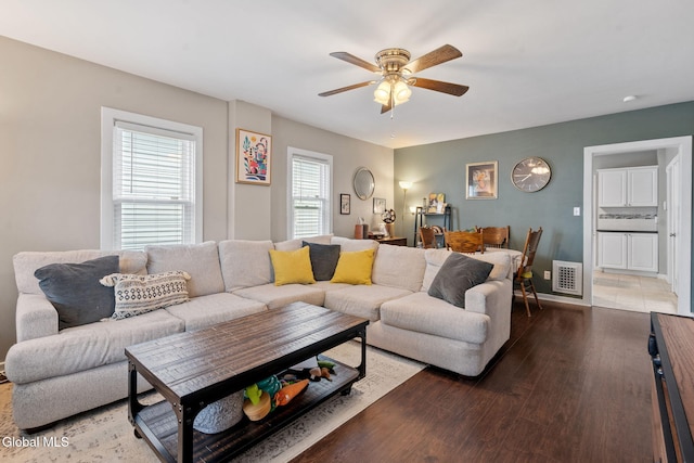 407 Huston St, Scotia, NY 12302 - living room featuring ceiling fan and wood finished floors