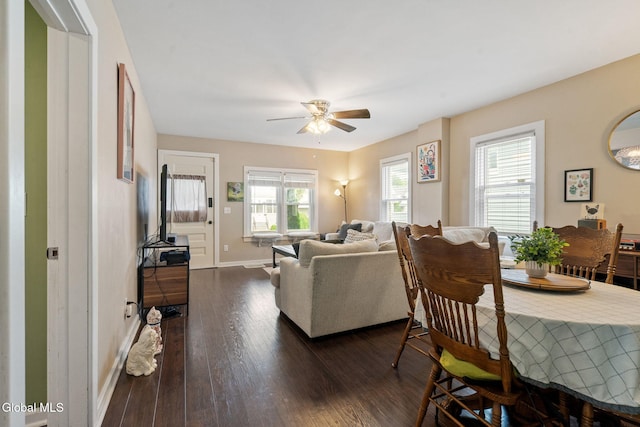 407 Huston St, Scotia, NY 12302 - living area with dark wood-style floors and a ceiling fan