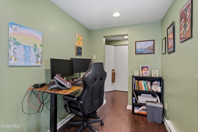 407 Huston St, Scotia, NY 12302 - office with wood finished floors, recessed lighting, and a baseboard heating unit