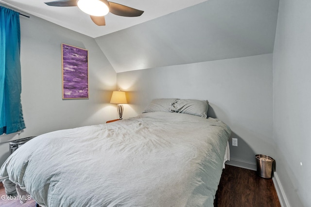 407 Huston St, Scotia, NY 12302 - bedroom featuring wood finished floors, vaulted ceiling, and a ceiling fan
