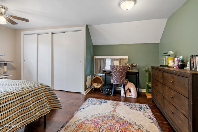 407 Huston St, Scotia, NY 12302 - bedroom featuring multiple closets, wood finished floors, and lofted ceiling