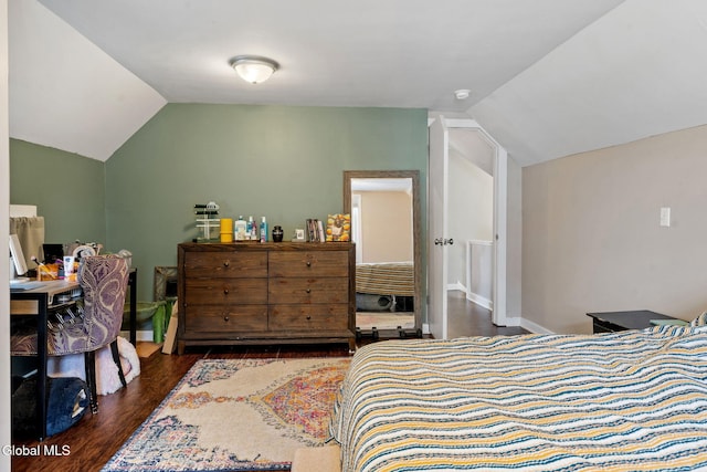 407 Huston St, Scotia, NY 12302 - bedroom featuring lofted ceiling and dark wood-style floors
