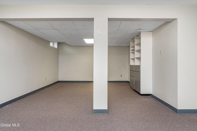3002 Morgan Ct, Schenectady, NY 12306 - finished below grade area with a paneled ceiling and carpet