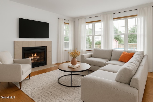 3002 Morgan Ct, Schenectady, NY 12306 - living room featuring a fireplace and wood finished floors