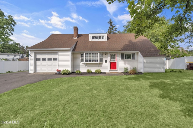 6 Briarwood Rd, Colonie, NY 12211 - view of front of home featuring asphalt driveway, a garage, a chimney, and a shingled roof