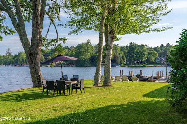 83 Pilot Knob Rd, Queensbury, NY 12804 - view of green lawn with a water view and a boat dock