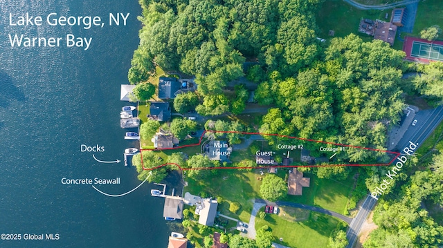83 Pilot Knob Rd, Queensbury, NY 12804 - view of property location featuring a nearby body of water and property boundaries highlighted