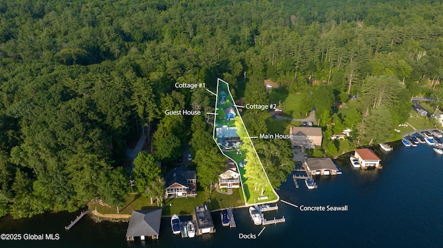 83 Pilot Knob Rd, Queensbury, NY 12804 - aerial view of property's location featuring a nearby body of water and property boundaries highlighted