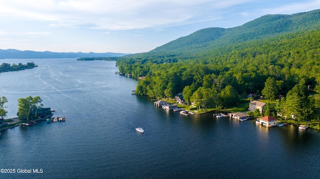 83 Pilot Knob Rd, Queensbury, NY 12804 - aerial view of a water and mountain view and a heavily wooded area