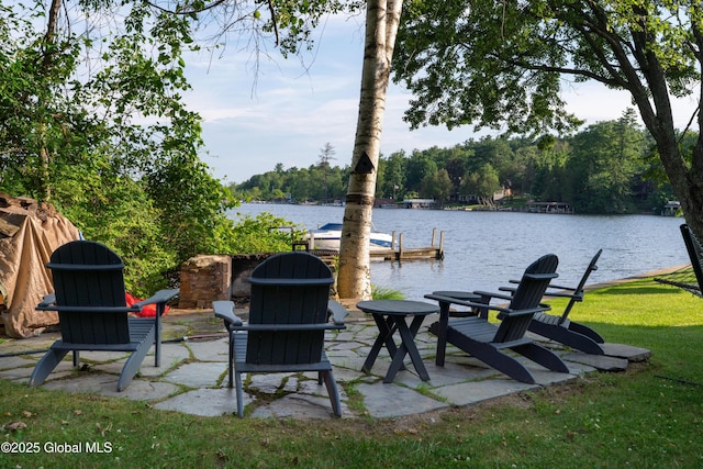 83 Pilot Knob Rd, Queensbury, NY 12804 - view of patio / terrace featuring a dock and a water view