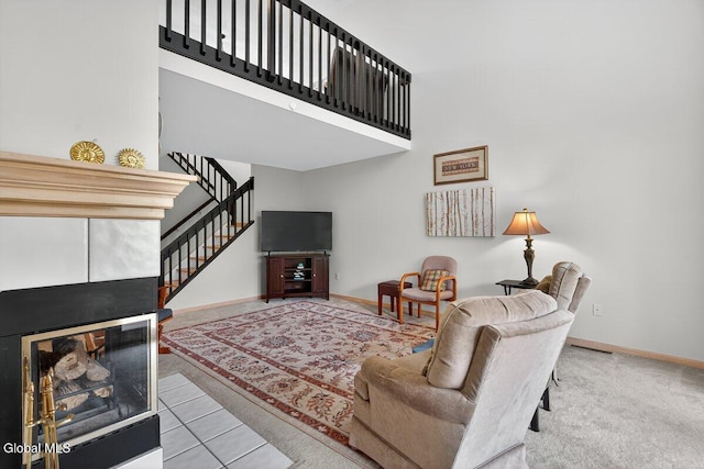 3 Pine Ridge Rd, Saratoga Springs, NY 12866 - living area featuring stairway and a towering ceiling