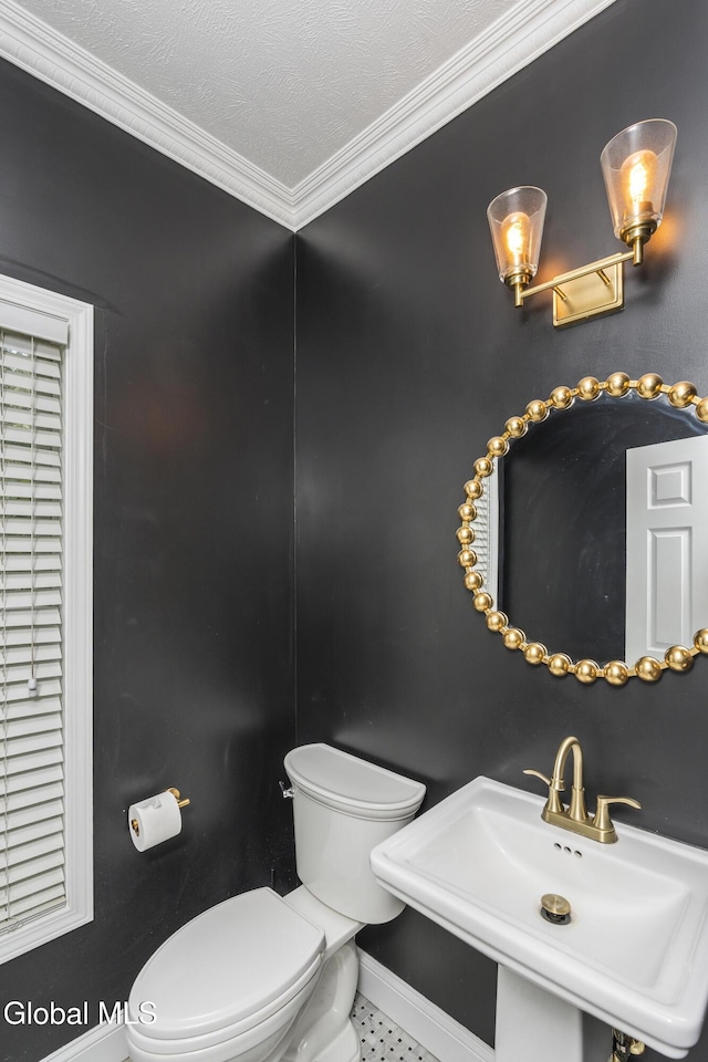222 Bell Ct, Guilderland, NY 12303 - bathroom with toilet and crown molding