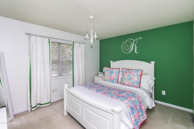 222 Bell Ct, Guilderland, NY 12303 - bedroom with light carpet and a chandelier