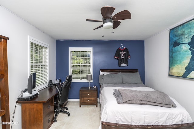 222 Bell Ct, Guilderland, NY 12303 - bedroom with carpet, an office area, and a ceiling fan