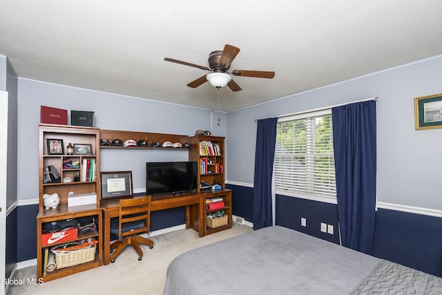222 Bell Ct, Guilderland, NY 12303 - bedroom featuring carpet flooring, a desk, and a ceiling fan