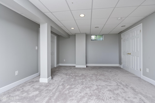 222 Bell Ct, Guilderland, NY 12303 - below grade area with carpet, recessed lighting, and a paneled ceiling