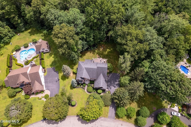 222 Bell Ct, Guilderland, NY 12303 - aerial view of property's location featuring a pool area