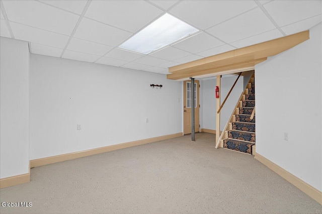 3 Roberts Ln, Saratoga Springs, Inside, NY 12866 - finished basement featuring a paneled ceiling and stairs