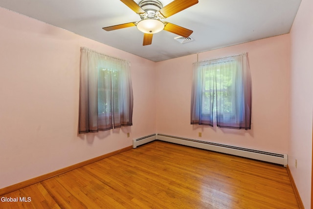 2351 Oakland Ave, Schenectady, NY 12309 - empty room featuring a baseboard heating unit, healthy amount of natural light, and wood finished floors