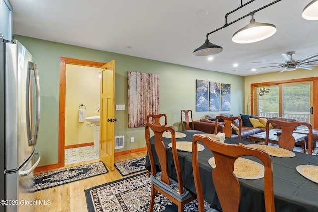 35 Scribner Hollow Rd # E3, Hunter, NY 12442 - dining room featuring recessed lighting, wood finished floors, and a ceiling fan