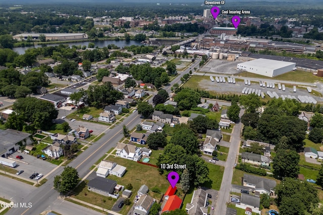 10 3rd St, South Glens Falls, NY 12803 - aerial view of property's location with a large body of water and nearby suburban area