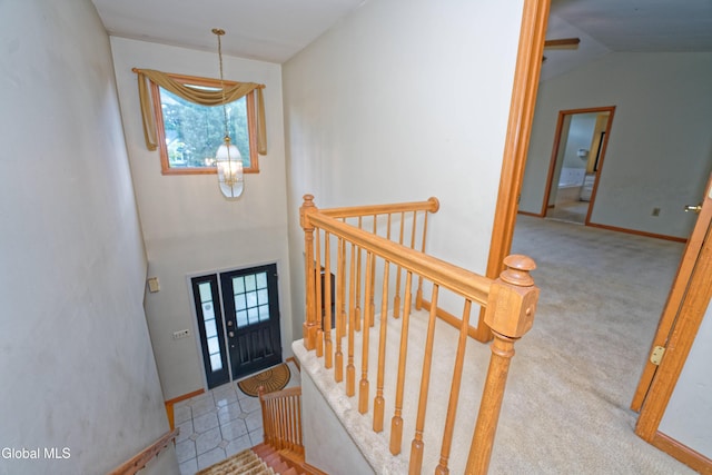 33 Cindy Ln, Halfmoon, NY 12065 - entrance foyer with carpet flooring and vaulted ceiling