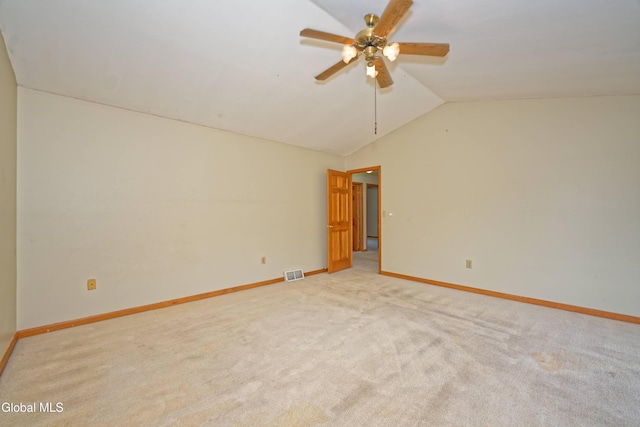 33 Cindy Ln, Halfmoon, NY 12065 - unfurnished room with lofted ceiling, a ceiling fan, and light colored carpet
