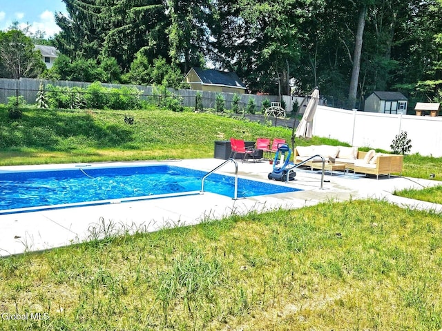 33 Cindy Ln, Halfmoon, NY 12065 - view of swimming pool featuring a patio area and a fenced backyard