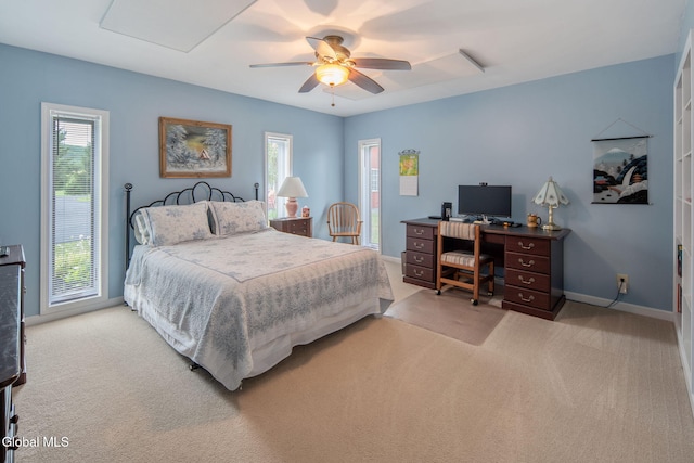 271 Settles Mountain Rd, Cobleskill, NY 12043 - bedroom with carpet, multiple windows, a desk, and ceiling fan