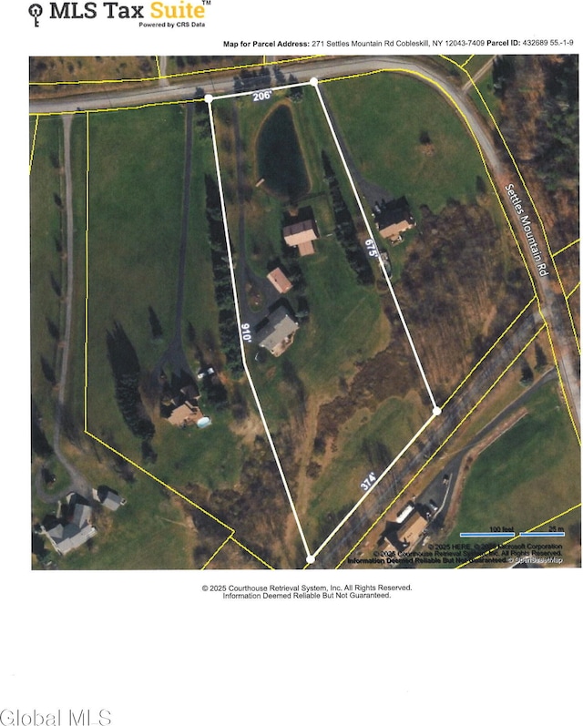 271 Settles Mountain Rd, Cobleskill, NY 12043 - aerial overview of property's location with property parcel outlined