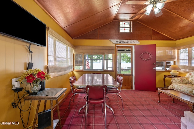 15 Fathom Dr, Stillwater, NY 12866 - dining space with lofted ceiling and a ceiling fan