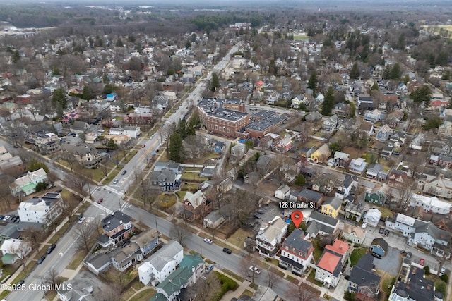 128 Circular St, Saratoga Springs, NY 12866 - aerial view of property and surrounding area featuring nearby suburban area