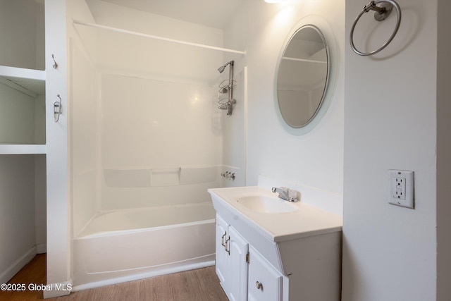 128 Circular St, Saratoga Springs, NY 12866 - bathroom featuring wood finished floors, vanity, and  shower combination