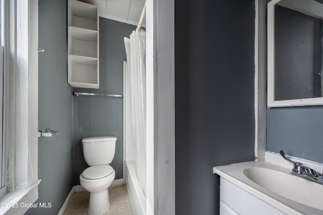 128 Circular St, Saratoga Springs, NY 12866 - full bath featuring vanity, tile patterned flooring, and shower / bath combo with shower curtain
