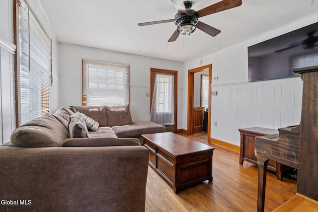 152 Charleston St, Esperance, NY 12066 - living area featuring wood finished floors and ceiling fan