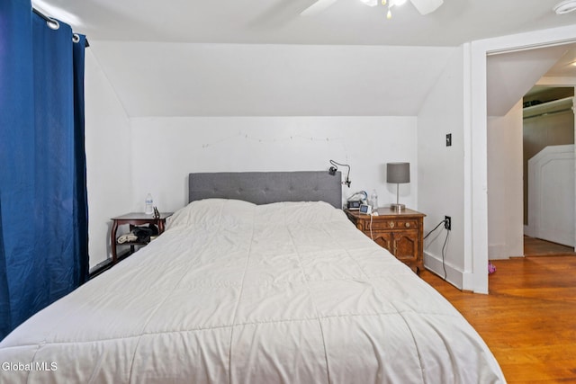 152 Charleston St, Esperance, NY 12066 - bedroom with wood finished floors, vaulted ceiling, and ceiling fan