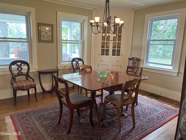576 County Highway 102, Gloversville, NY 12078 - dining room featuring a chandelier, healthy amount of natural light, wood finished floors, and ornamental molding