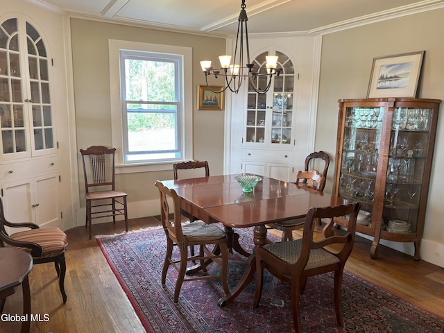 576 County Highway 102, Gloversville, NY 12078 - dining space featuring a chandelier, wood finished floors, and ornamental molding