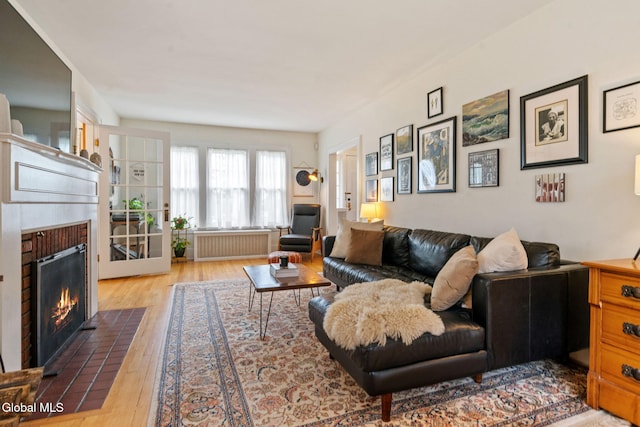 1556 Wendell Ave, Schenectady, NY 12308 - living room with a fireplace, wood finished floors, and radiator